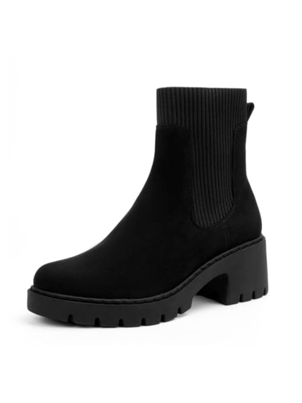 Women's Chelsea Boots Platform Chunky Heel Lug Sole Faux Leather Ankle Boots